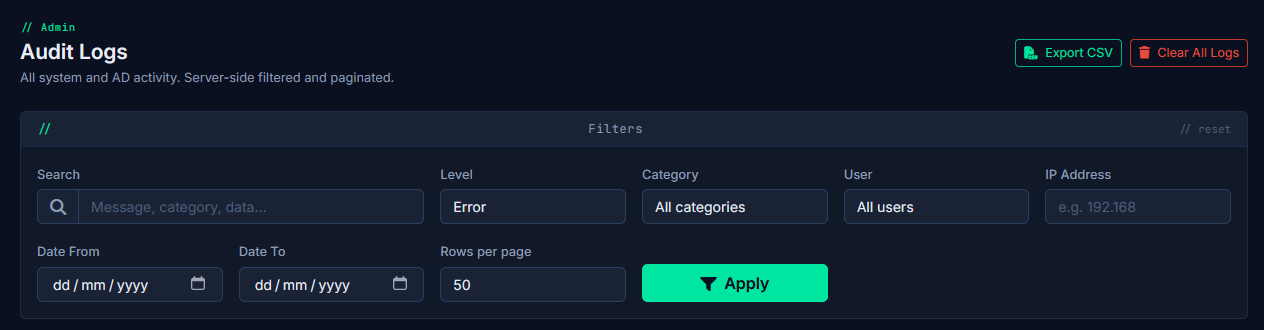 Audit filter
