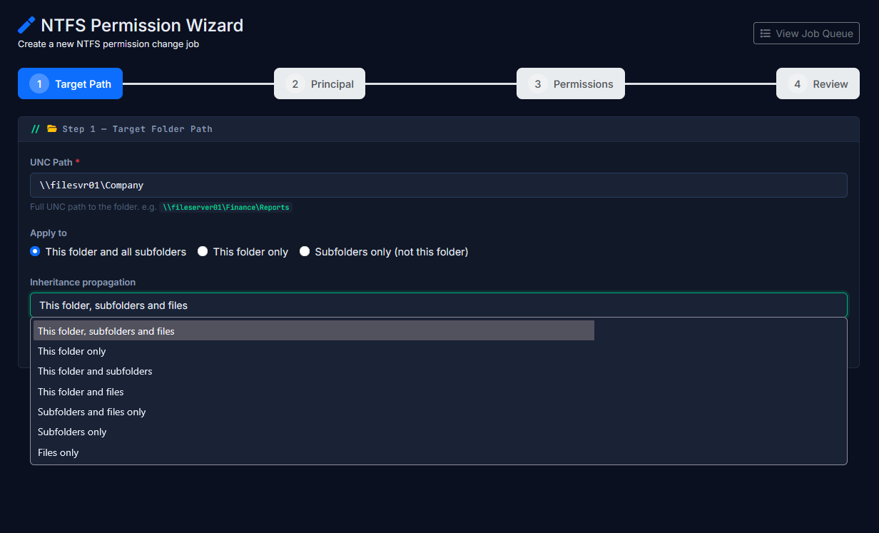 Wizard step 1